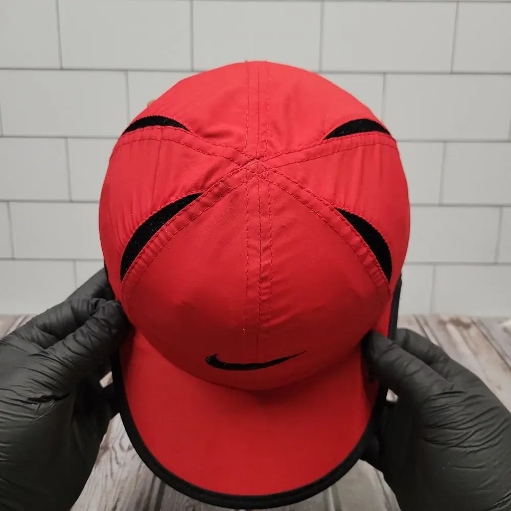 Nike Dri-FIT Running Hat Red Black Adjustable Lightweight Athletic Cap